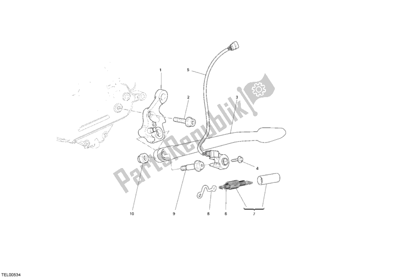 Todas as partes de Suporte Lateral do Ducati Superbike 848 EVO USA 2011